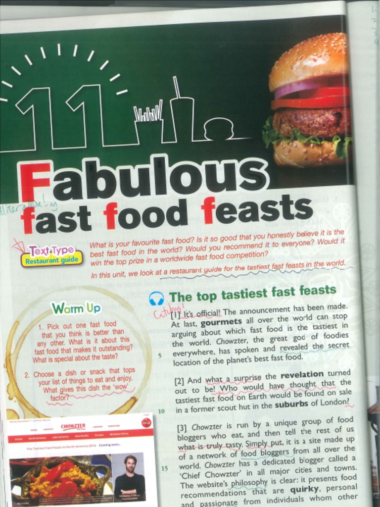 Unit 11 Fabulous Fast Food Feast Pdf Pdf