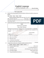 English Language: Grade 08 Mid Year Examination - 2015