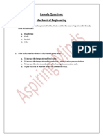 Sample Questions Mechanical Engineering