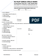 Formulir Pendaftaran Katekumen Dewasa Paroki Pluit