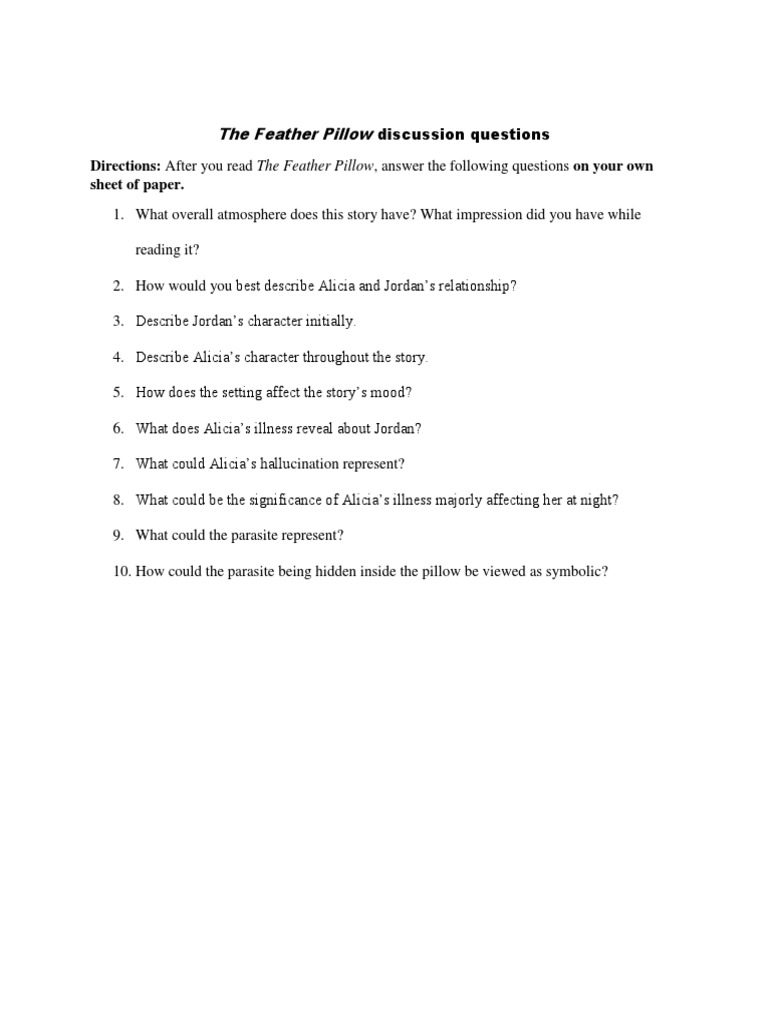 Feather Pillow Questions PDF