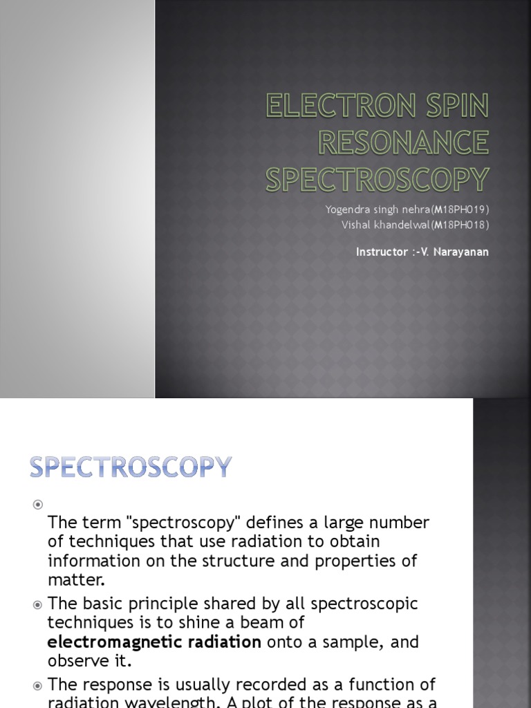 Electron Spin Resonance Basics | PDF | Electron Paramagnetic Resonance ...