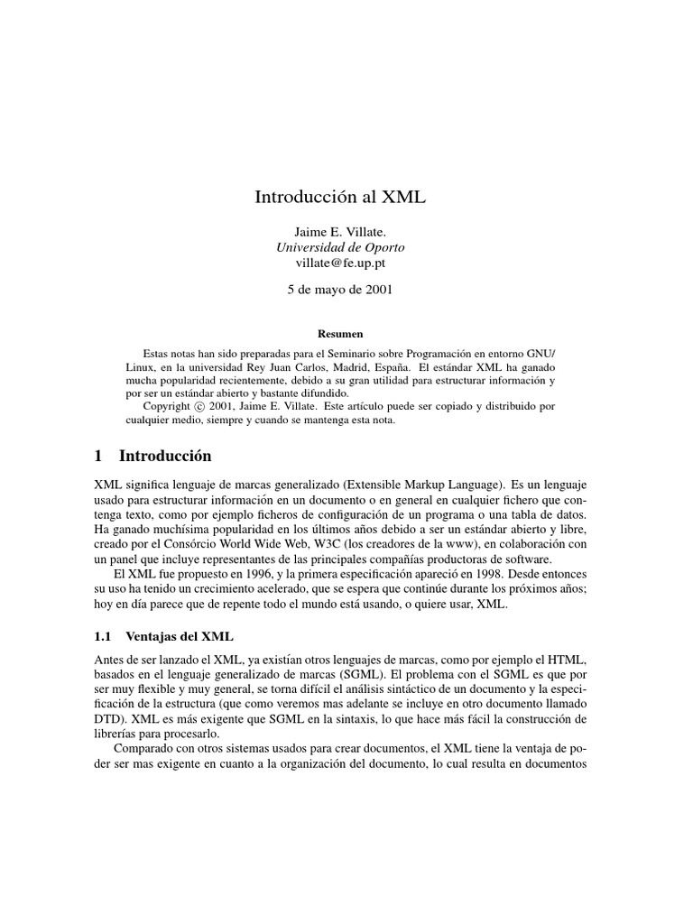 Curso - Introduccion Al XML PDF | PDF | HTML | Xml