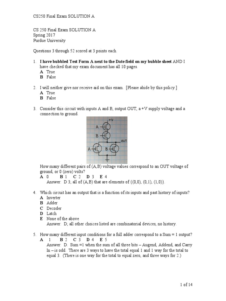 CS250 Final Exam Solutions - Spring 2017 | PDF | Cpu Cache | Parallel ...