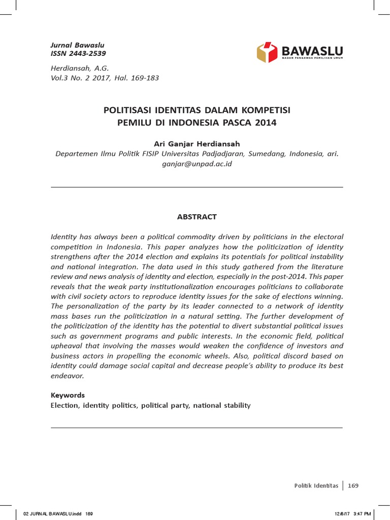 02 Jurnal Bawaslu Political Parties Politics Of Indonesia