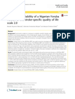 Validity and Reliability of A Nigerian-Yoruba Version of The Stroke-Specific Quality of Life Scale 2.0