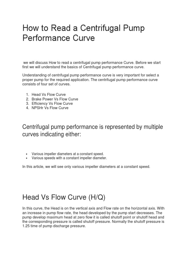 Understanding Centrifugal Pump Curves | PDF | Pump | Continuum Mechanics
