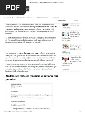 5 Modelos De Carta De Renuncia Voluntaria Actualizados