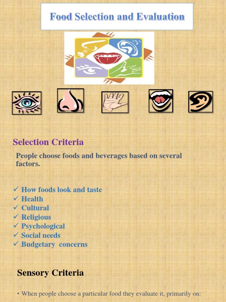Sensory Evaluation in Food Selection | PDF | Taste | Olfaction