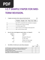 I.C.T Sample Paper For Mid-Term Revision