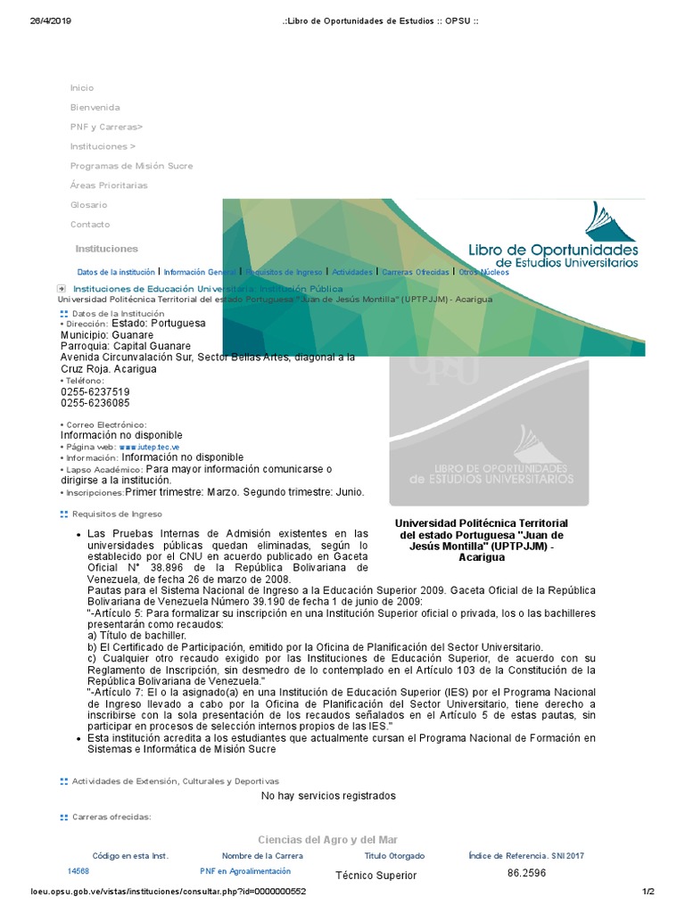 Libro de Oportunidades de Estudios OPSU PDF PDF Educación más