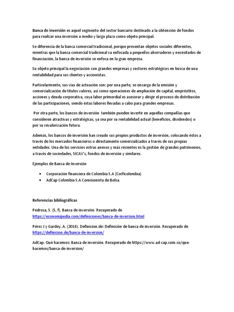 Banca de Inversion | PDF | Banca de inversión | Bancos
