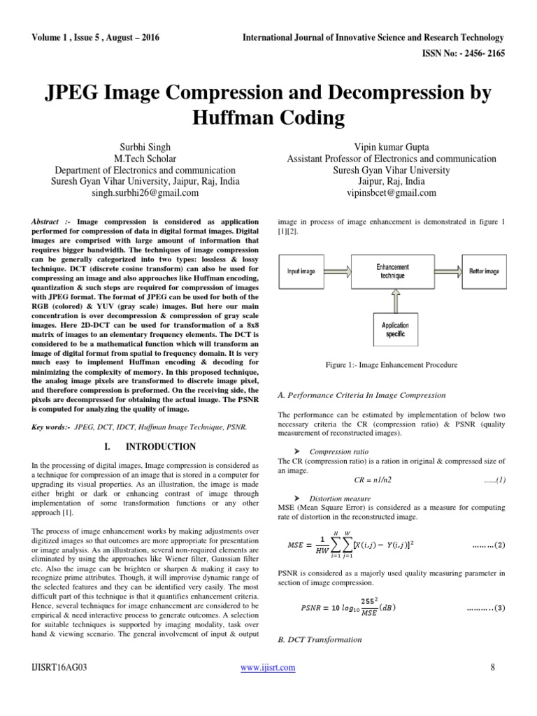 JPEG Image Compression and Decompression PDF | PDF | Data Compression ...