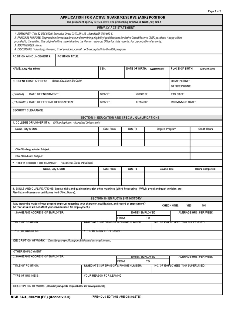 NGB Form 34-1 Application Guide | PDF