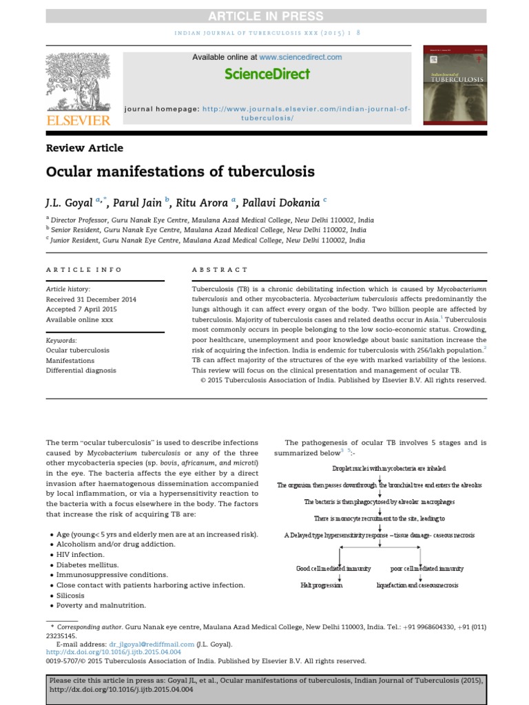 Ocular Manifestations of Tuberculosis Sciencedirect PDF