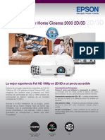 Proyector Powerlite Home Cinema 2000 Specs Spa