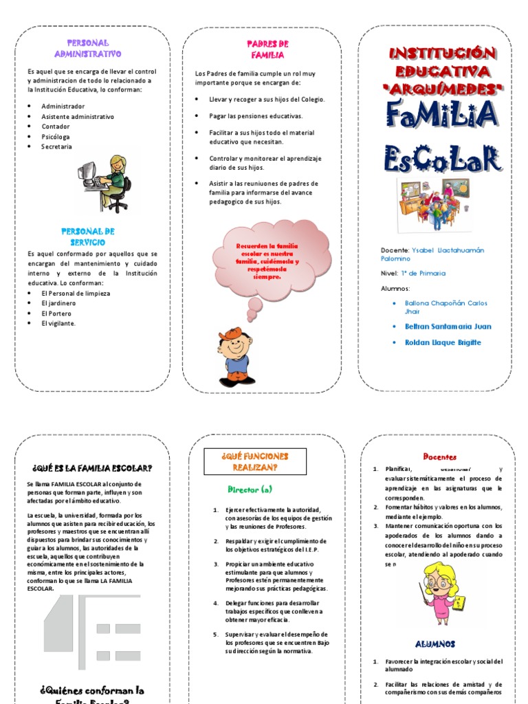 Triptico Familia Escolar | PDF | Maestros | Cambio