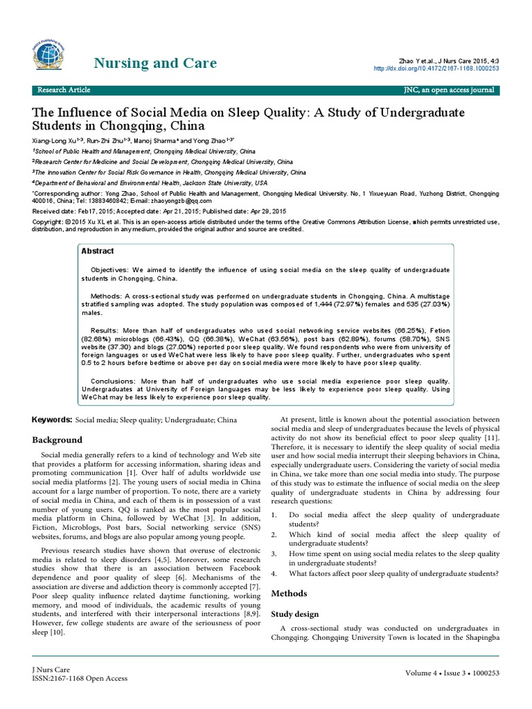 The Influence of Social Media On Sleep Quality A Study of Undergraduate ...
