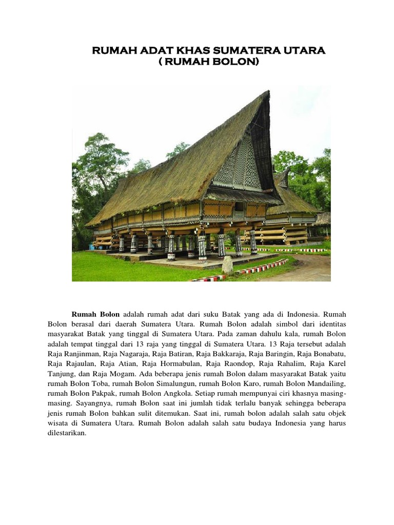 Rumah Adat Khas Sumatera Utara