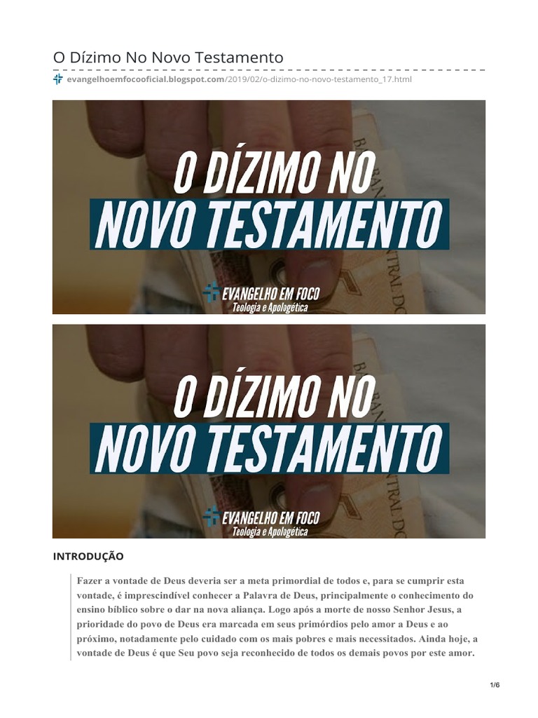 O Dízimo No Novo Testamento Padre