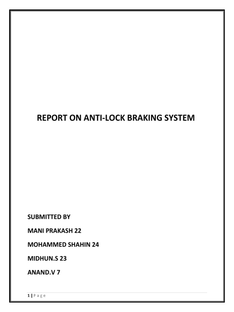 Anti-Lock Braking System Overview | PDF | Anti Lock Braking System ...