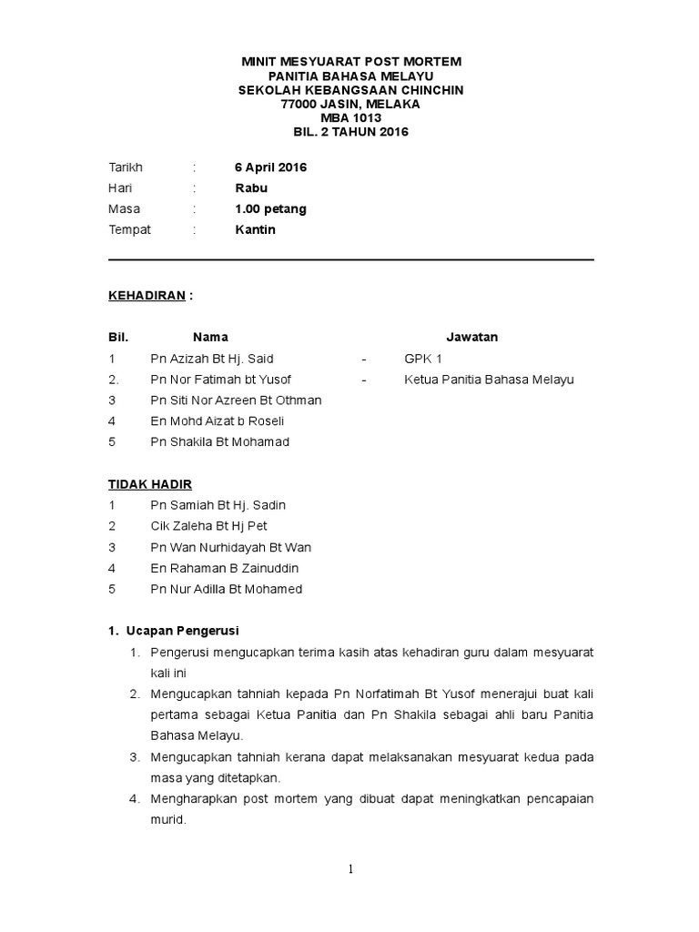 Post Mortem Bm Kali Ke2