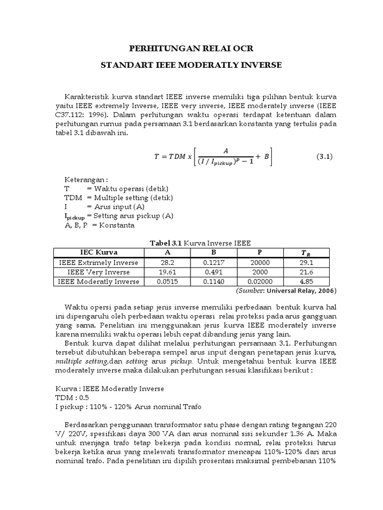 Perhitungan Waktu Operasi Relai OCR | PDF | Teknologi & Rekayasa