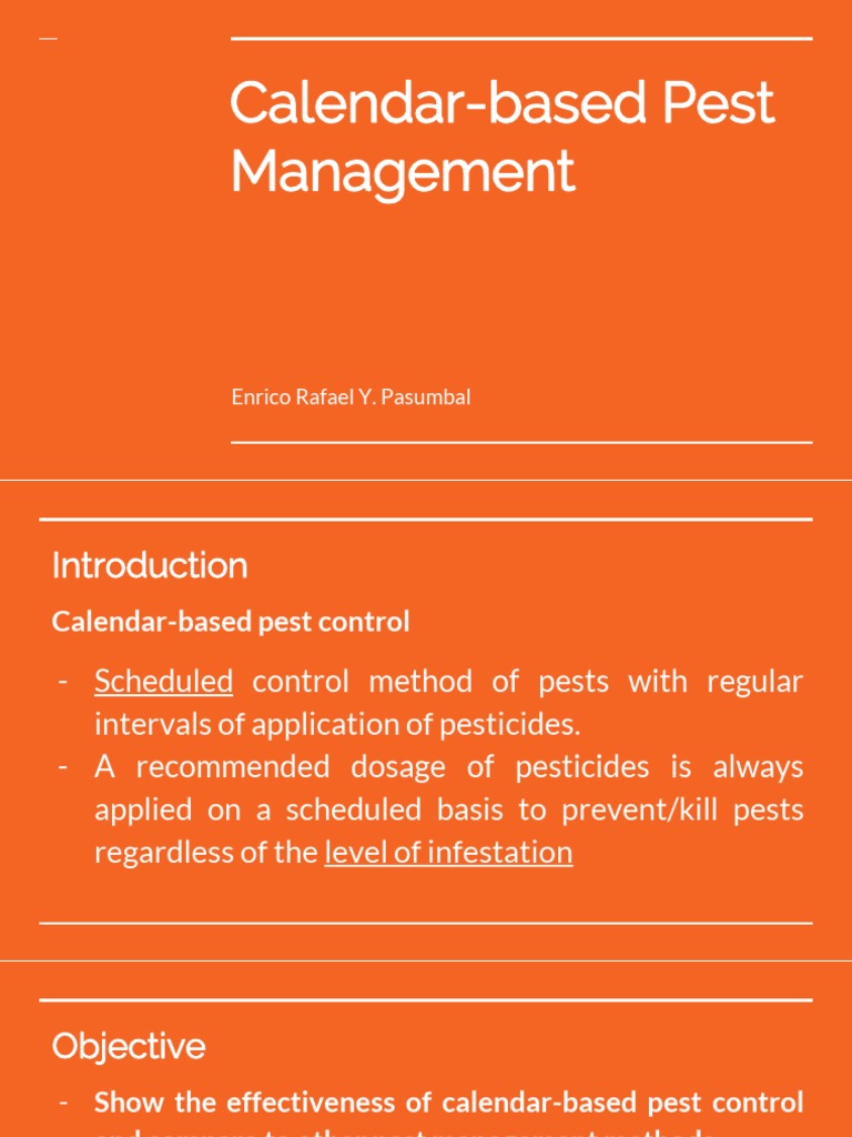Calendarbased Pest Management Pesticide Pest Control