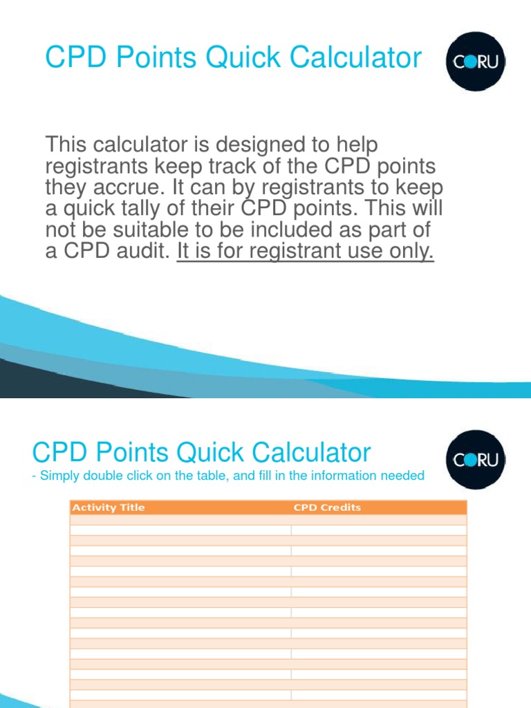 CPD Points Calculator PDF