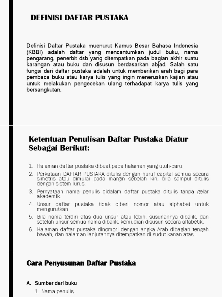 Cara Penulisan Daftar Pustaka
