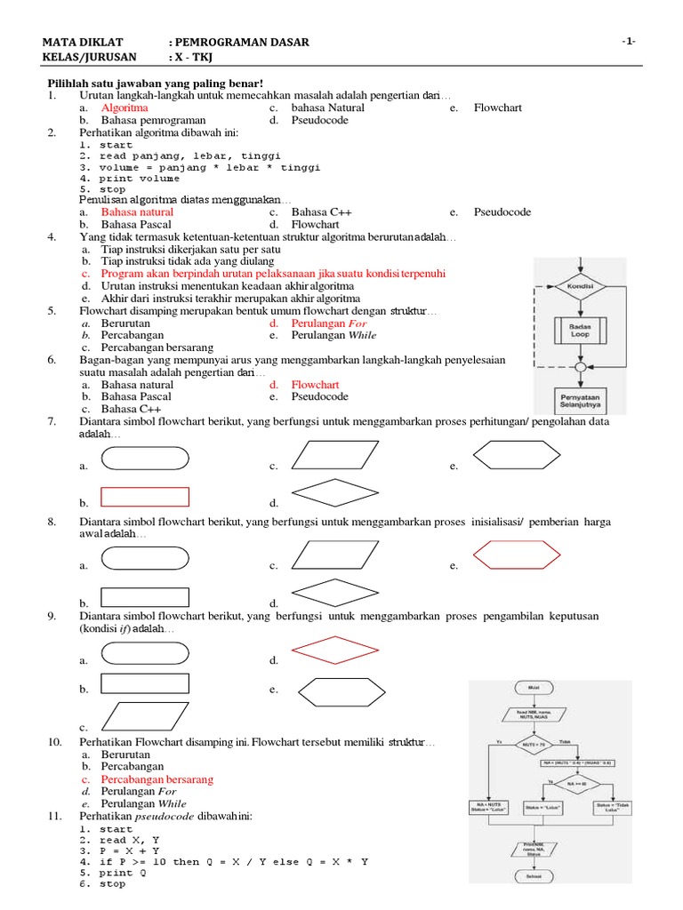 Soal Algoritma dan Pemrograman Kelas X | PDF