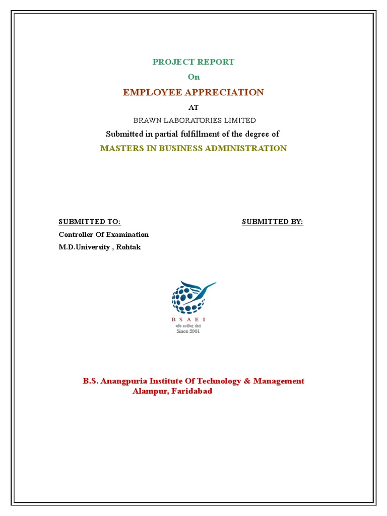 MBA Project: Employee Appreciation | PDF | Motivation | Motivational