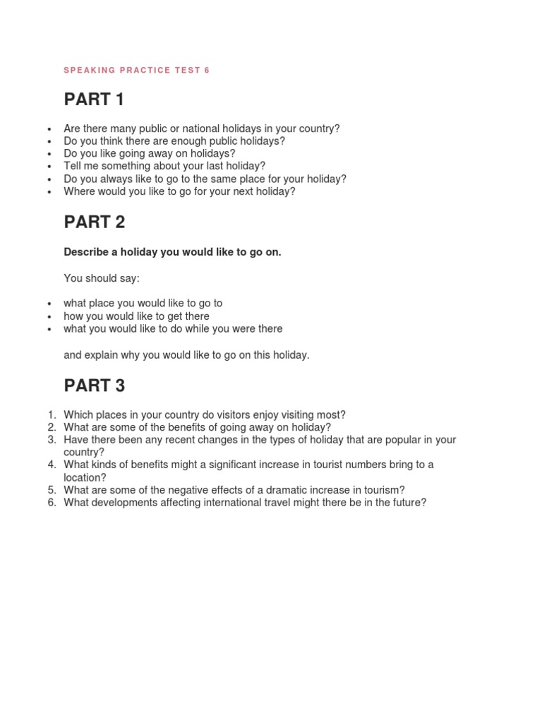 IELTS Speaking Practice Test 6 | PDF | Social Science | Lifestyle