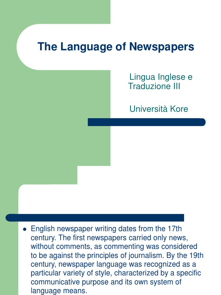 The Language of Newspapers Lingua Inglese 3 | PDF | Newspapers | The Times
