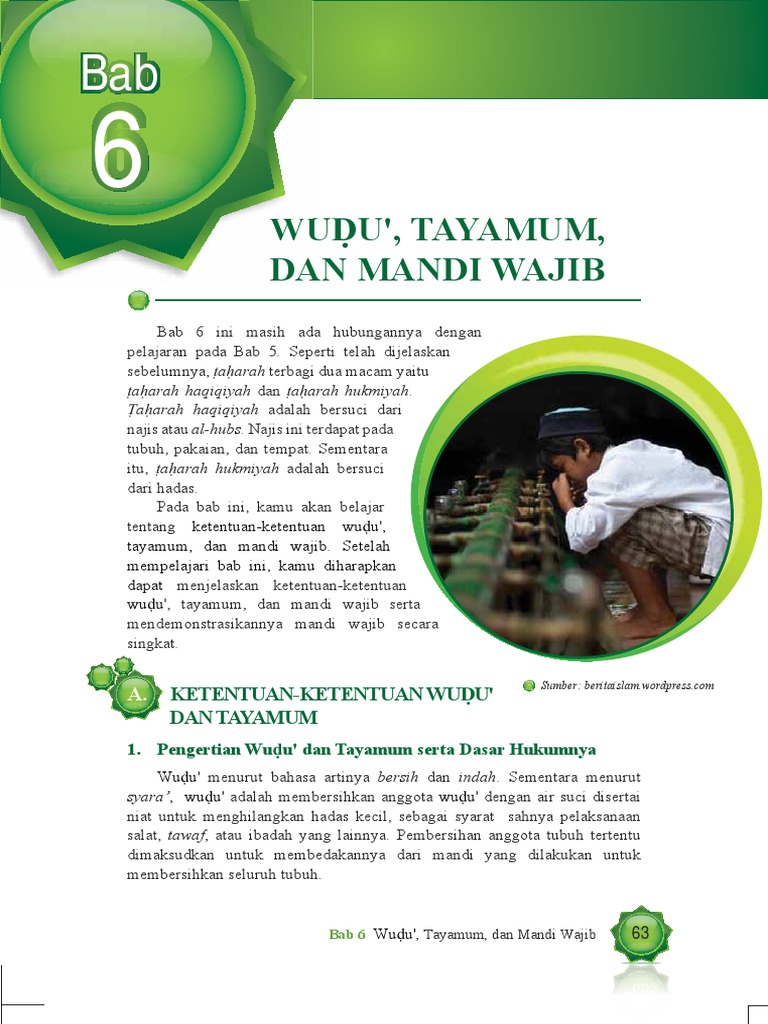 Pai Kelas 7 Bab 6 Wudu Tayamun Dan Mandi Wajib