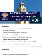 ENGINEERING OPTIMIZATION TUTORIAL SOLUTIONS