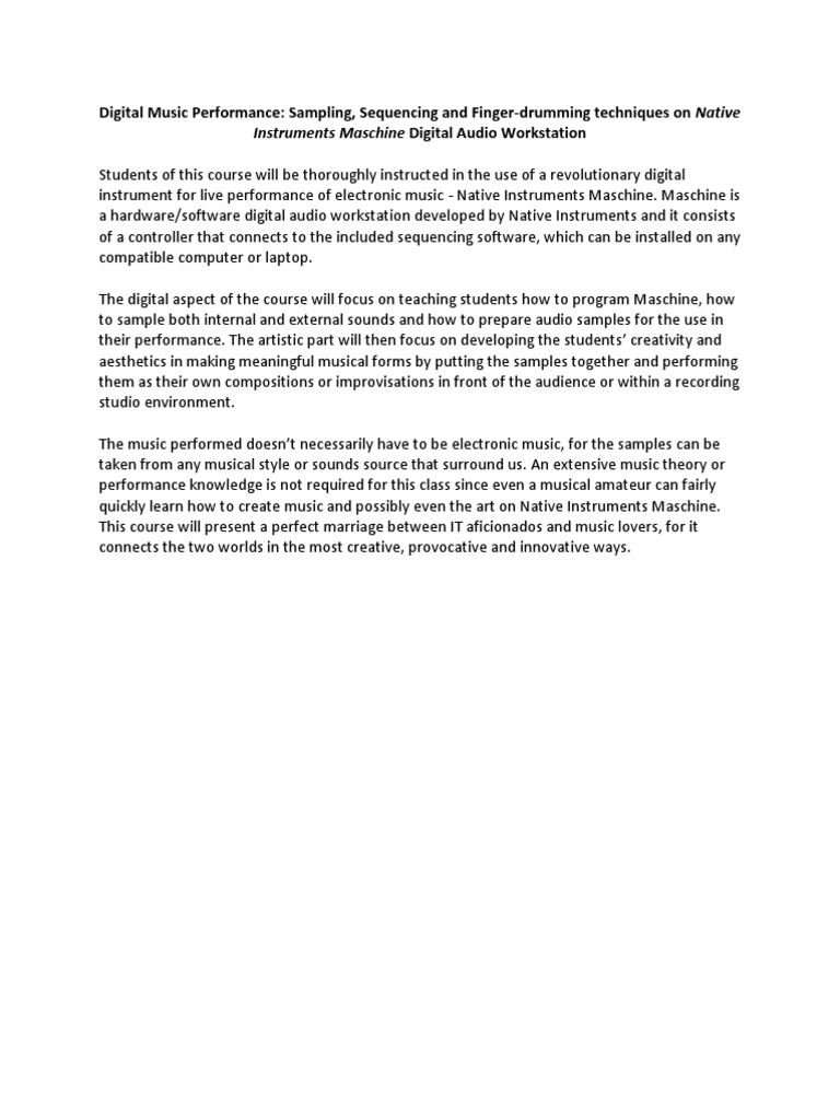 Digital Music Performance | PDF | Art