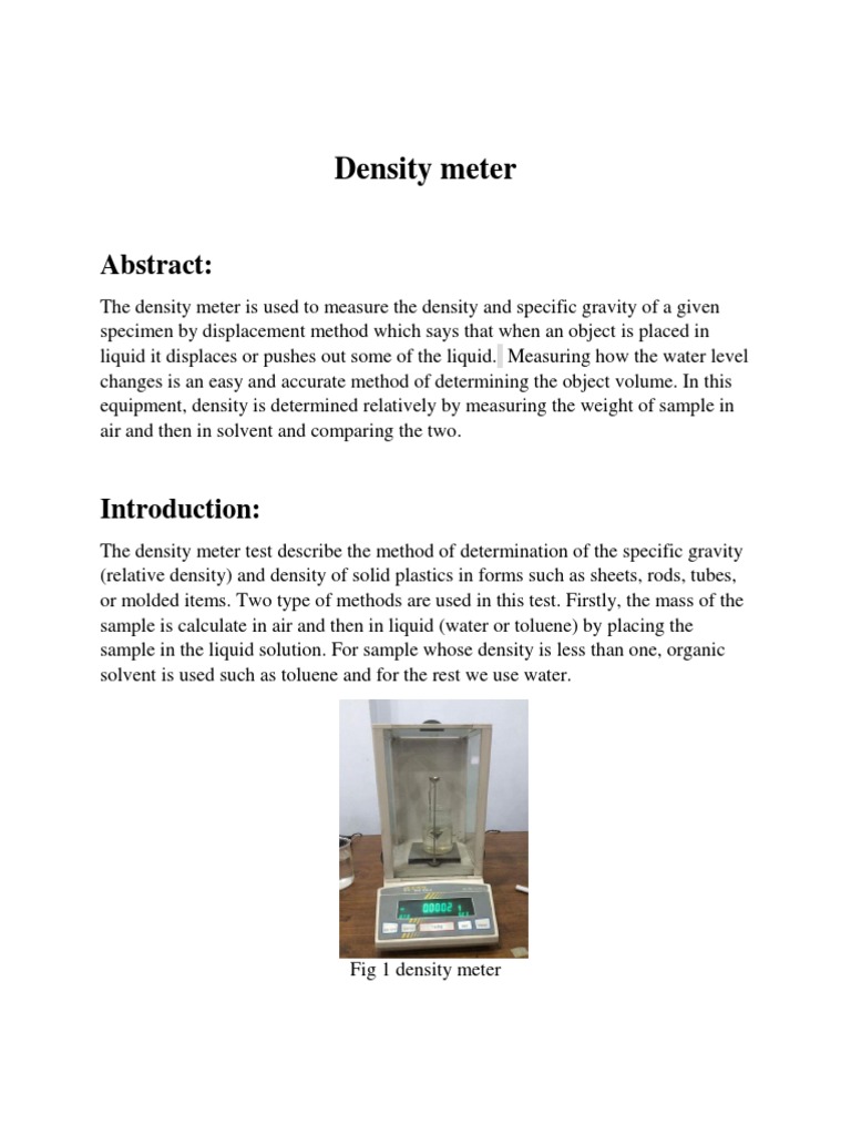 Density Meter | PDF | Density | Weight