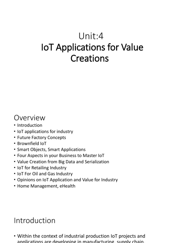 IoT Applications for Industry Value Creation | PDF | Internet Of Things ...