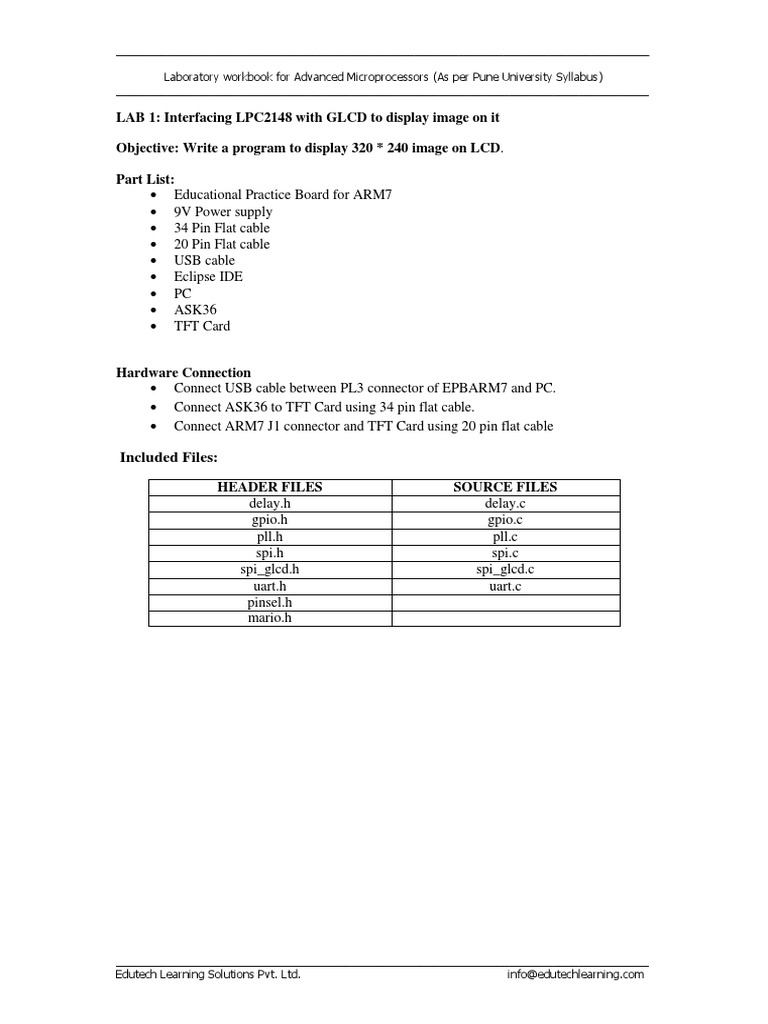 LPC2148 GLCD Interfacing Lab Guide | PDF | Office Equipment | Computing