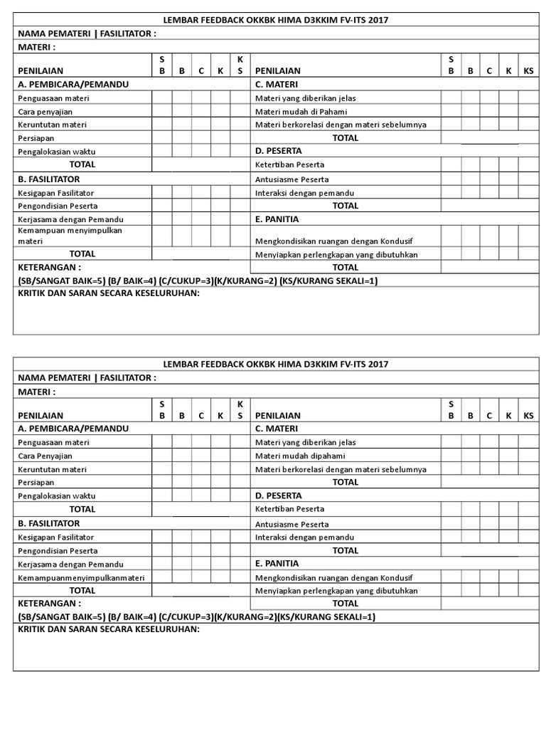 Lembar Feedback Okkbk Pdf