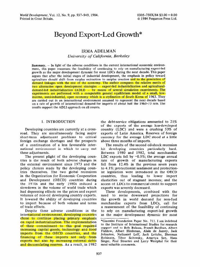 Rethinking Export-Led Growth Strategies | PDF | Economic Growth | Exports