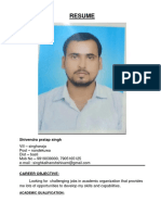 Resume for Shivendra Pratap Singh