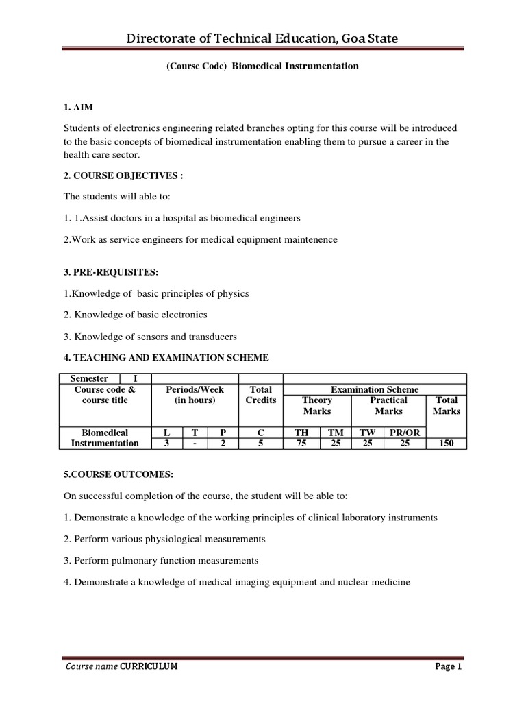 Biomedical Instrumentation-Electronics Engg | PDF | Medical Imaging ...
