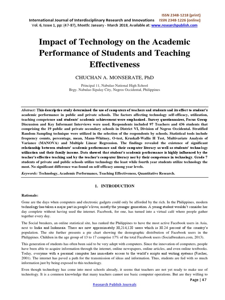 Impact of Technology-5340 | PDF | Teachers | Educational Technology