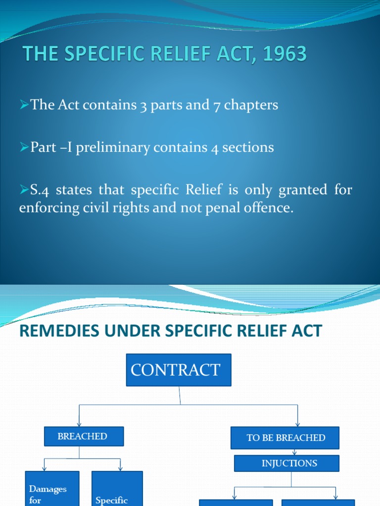 Specific Relief Act PDF Damages Injunction