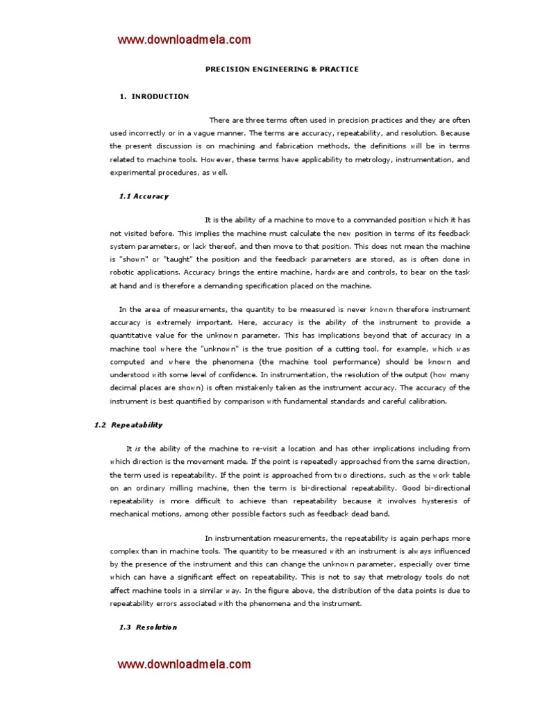 Precision Engineering: Accuracy, Repeatability, Resolution | PDF ...