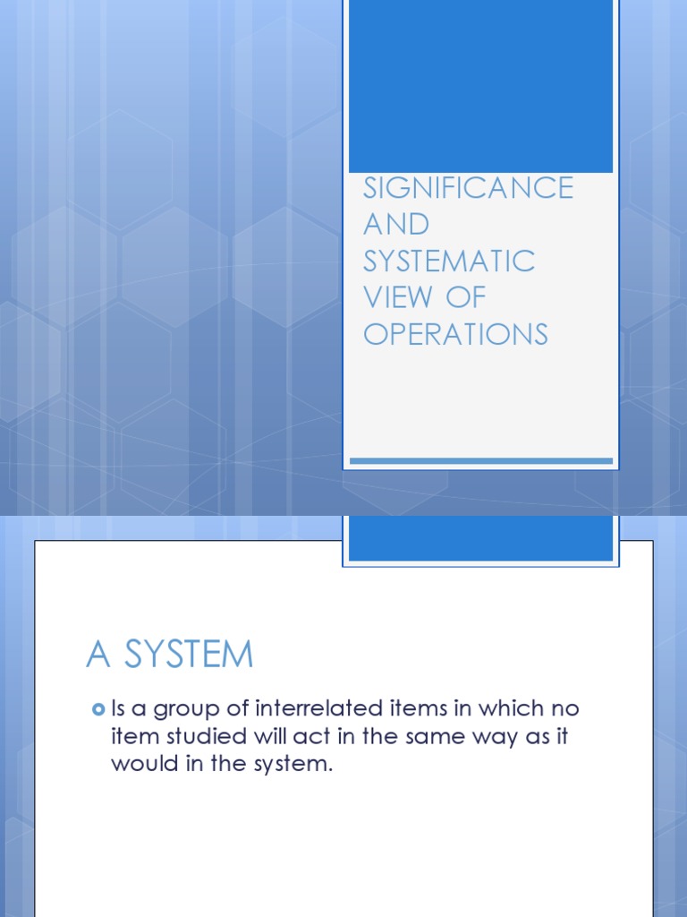 Significance of Systematic Operations | PDF | Operations Management ...