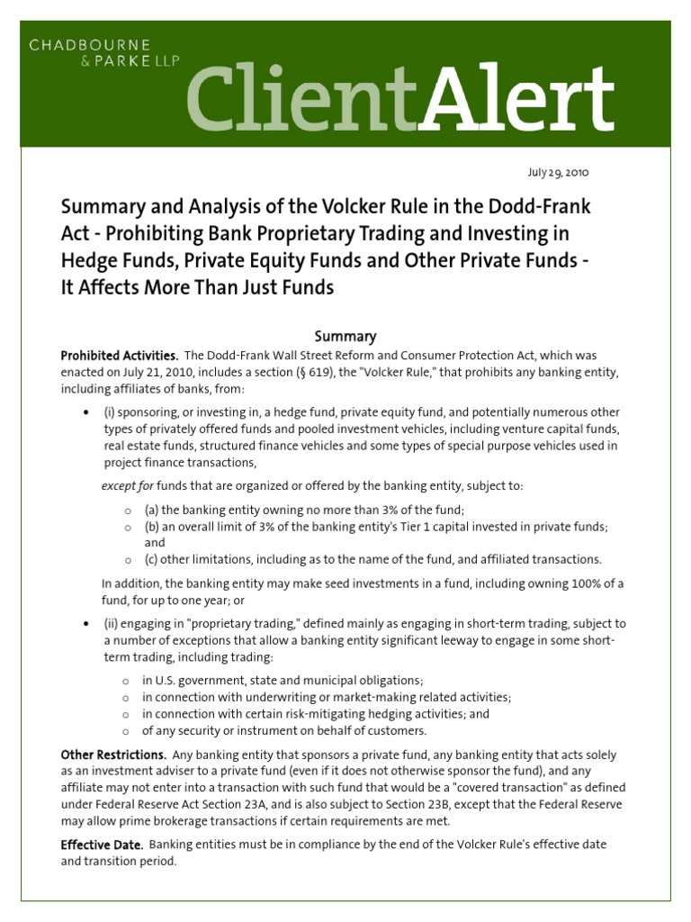 Volcker Rule Summary PDF Volcker Rule Systemically Important