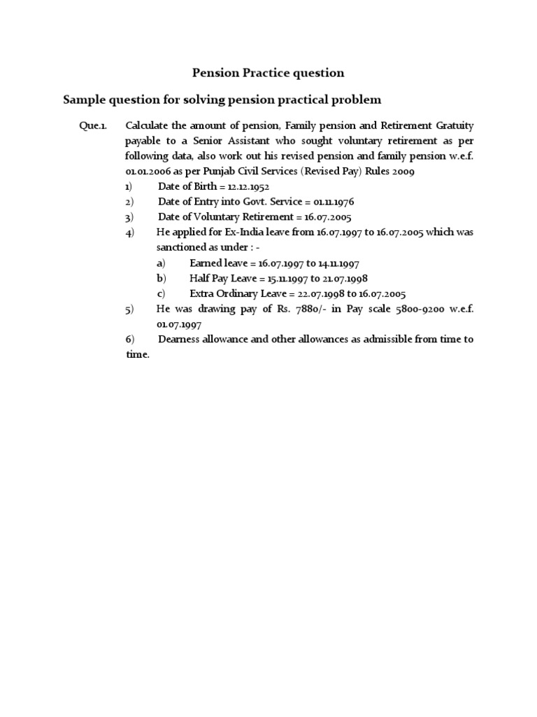 Pension Calculation for Voluntary Retirement | PDF | Finance & Money ...